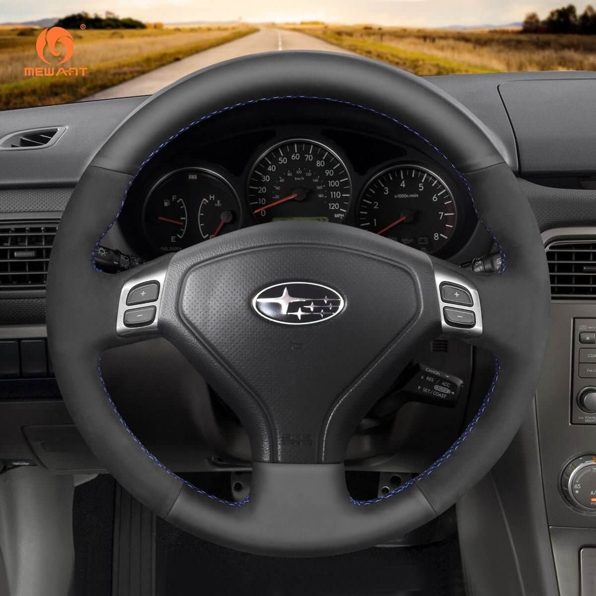 MEWANT Steering Wheel Cover for Subaru Forester Outback Legacy 2005 - 2007 - Alcantara, Leather, Carbon Fiber, Easy Install, Non - Slip, Best Steering Wheel Cover