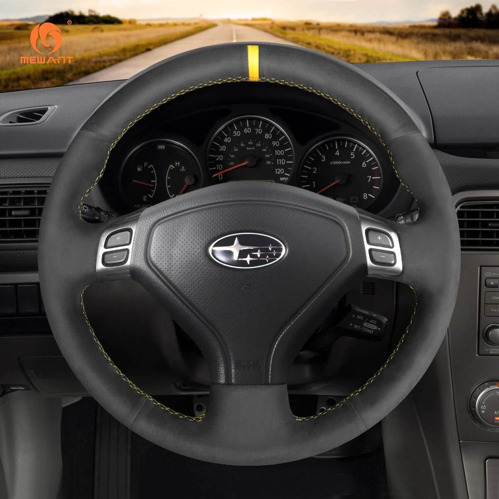 MEWANT Steering Wheel Cover for Subaru Forester Outback Legacy 2005 - 2007 - Alcantara, Leather, Carbon Fiber, Easy Install, Non - Slip, Best Steering Wheel Cover