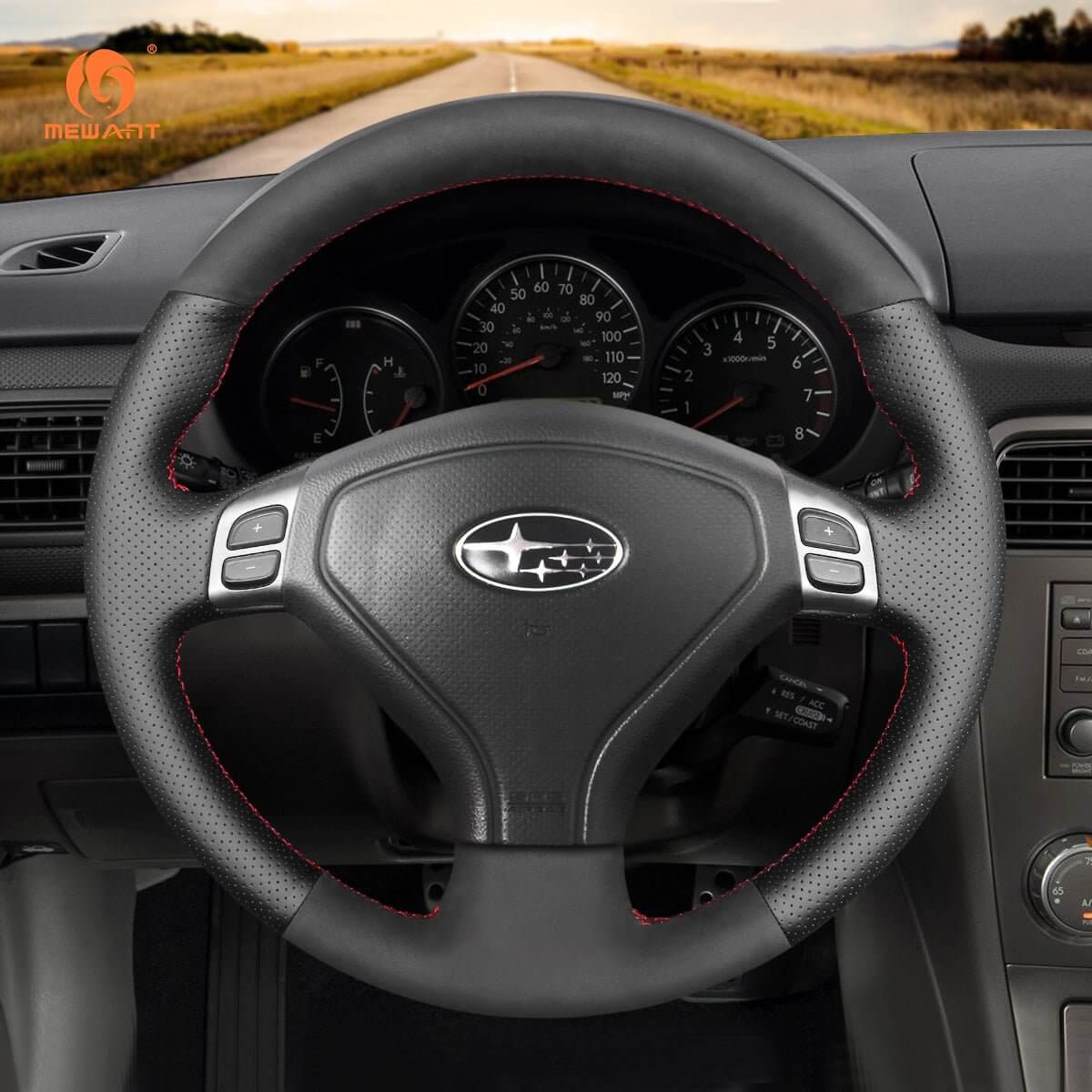 MEWANT Steering Wheel Cover for Subaru Forester Outback Legacy 2005 - 2007 - Alcantara, Leather, Carbon Fiber, Easy Install, Non - Slip, Best Steering Wheel Cover