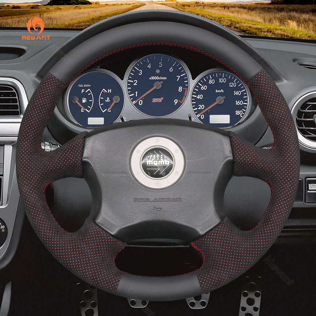 MEWANT Steering Wheel Cover for Subaru Impreza WRX 2002 - 2004 - Alcantara, Leather, Carbon Fiber, Easy Install, Non - Slip, Best Steering Wheel Cover