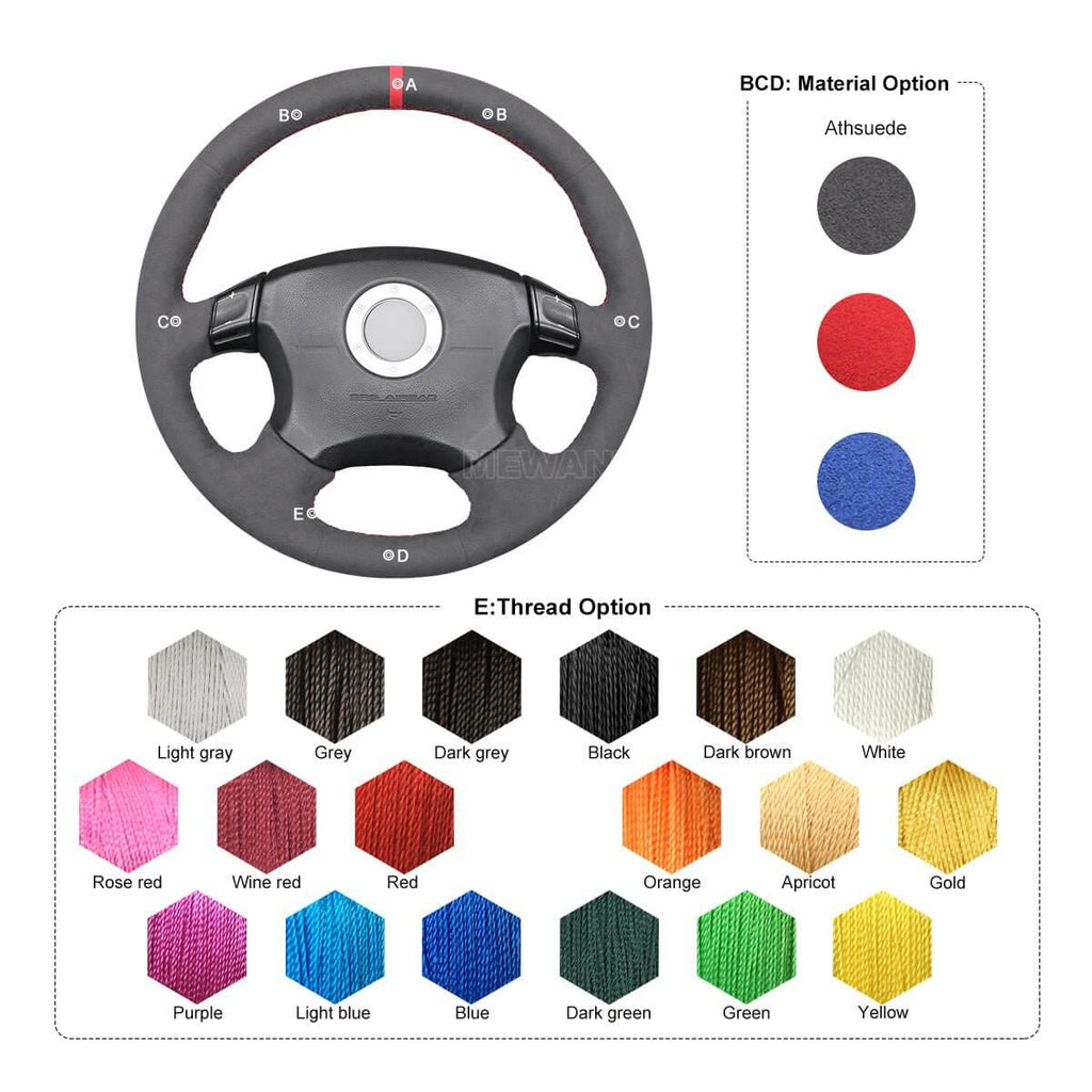 MEWANT Steering Wheel Cover for Subaru Impreza WRX 2002 - 2004 - Alcantara, Leather, Carbon Fiber, Easy Install, Non - Slip, Best Steering Wheel Cover