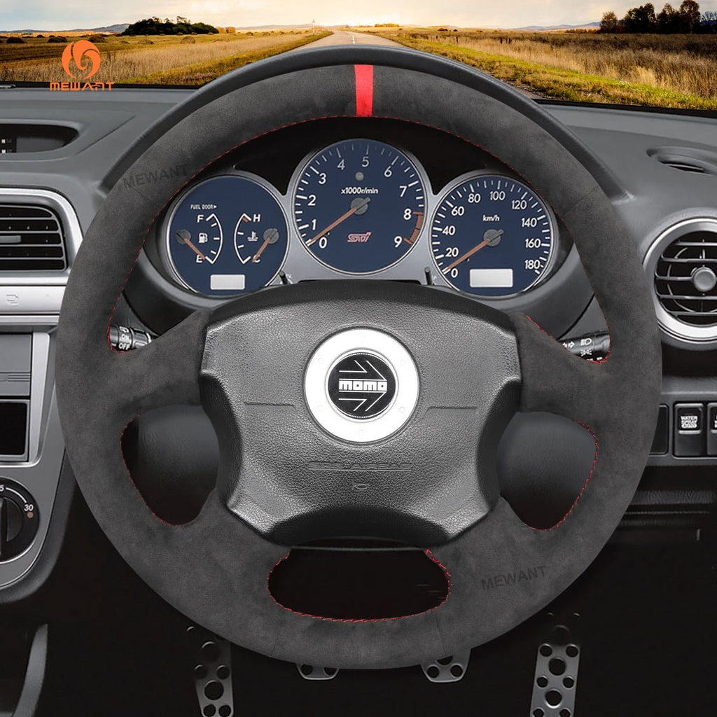 MEWANT Steering Wheel Cover for Subaru Impreza WRX 2002 - 2004 - Alcantara, Leather, Carbon Fiber, Easy Install, Non - Slip, Best Steering Wheel Cover