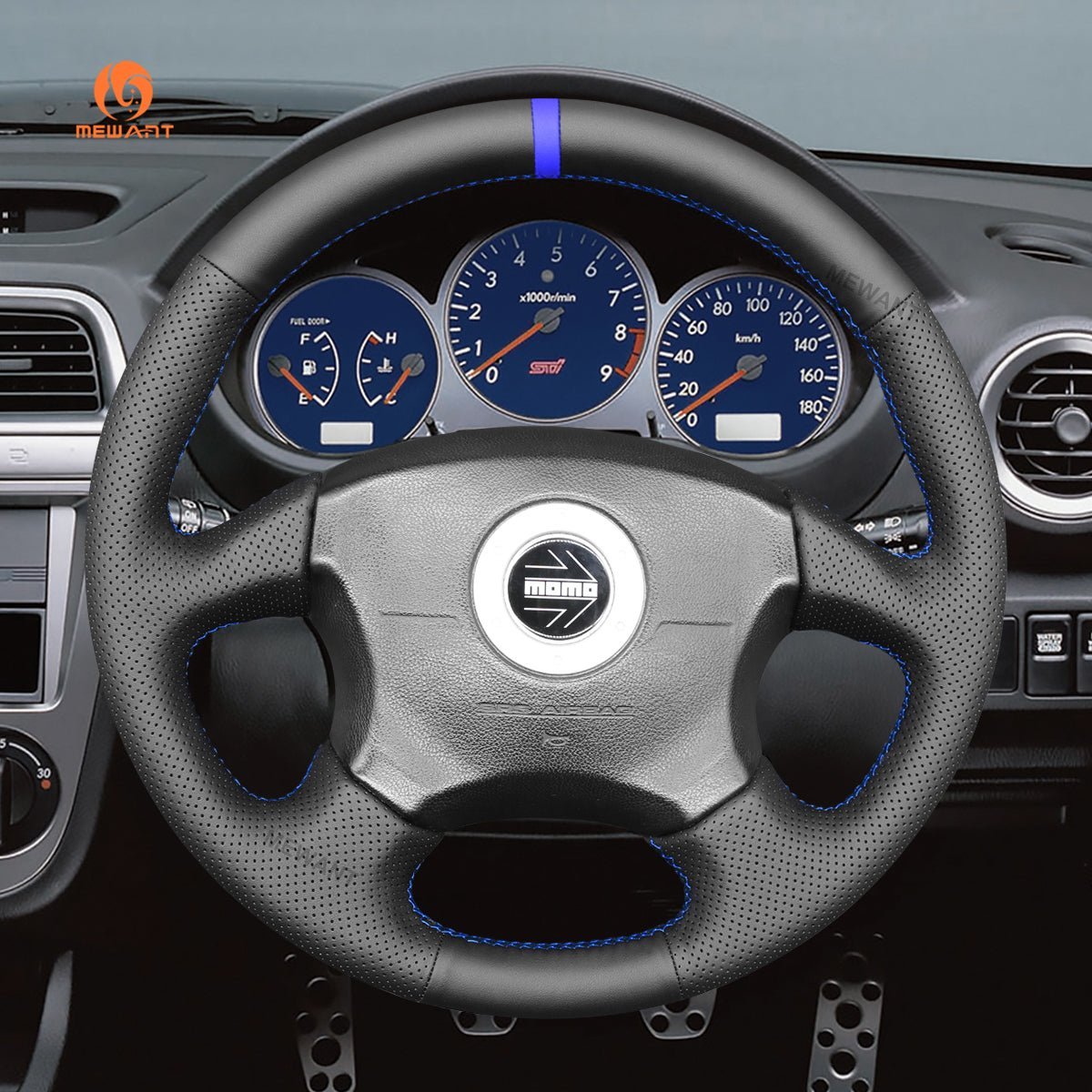 MEWANT Steering Wheel Cover for Subaru Impreza WRX 2002 - 2004 - Alcantara, Leather, Carbon Fiber, Easy Install, Non - Slip, Best Steering Wheel Cover