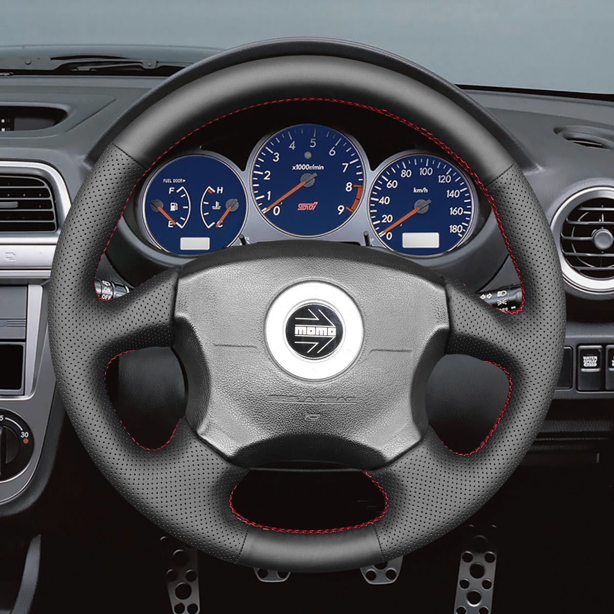 MEWANT Steering Wheel Cover for Subaru Impreza WRX 2002 - 2004 - Alcantara, Leather, Carbon Fiber, Easy Install, Non - Slip, Best Steering Wheel Cover