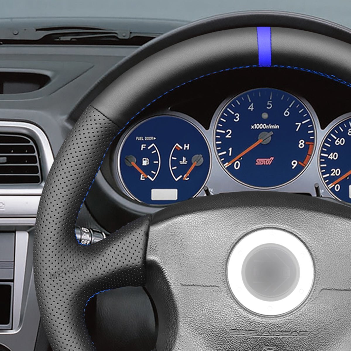 MEWANT Steering Wheel Cover for Subaru Impreza WRX 2002 - 2004 Impreza WRX STI 2004 - Alcantara, Leather, Carbon Fiber, Easy Install, Non - Slip, Best Steering Wheel Cover