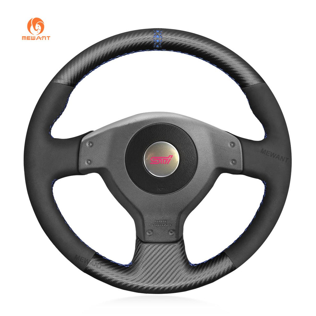 MEWANT Steering Wheel Cover for Subaru Impreza WRX STI 2002 - 2004 - Alcantara, Leather, Carbon Fiber, Easy Install, Non - Slip, Best Steering Wheel Cover