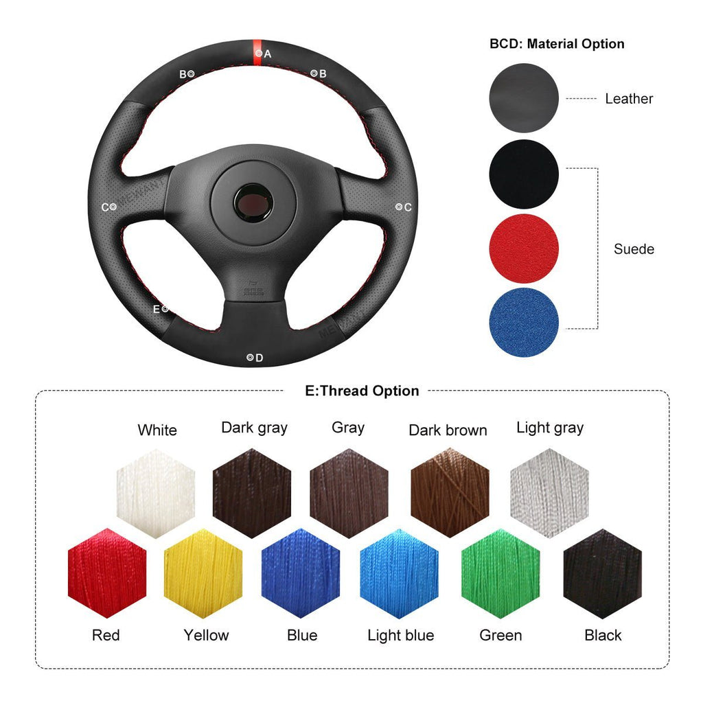 MEWANT Steering Wheel Cover for Subaru Impreza WRX STI 2002 - 2004 - Alcantara, Leather, Carbon Fiber, Easy Install, Non - Slip, Best Steering Wheel Cover