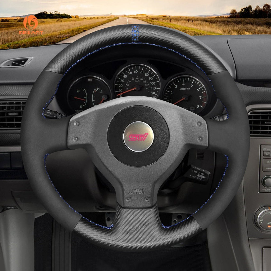MEWANT Steering Wheel Cover for Subaru Impreza WRX STI 2002 - 2004 - Alcantara, Leather, Carbon Fiber, Easy Install, Non - Slip, Best Steering Wheel Cover