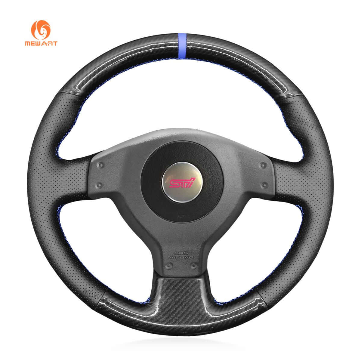 MEWANT Steering Wheel Cover for Subaru Impreza WRX STI 2002 - 2004 - Alcantara, Leather, Carbon Fiber, Easy Install, Non - Slip, Best Steering Wheel Cover