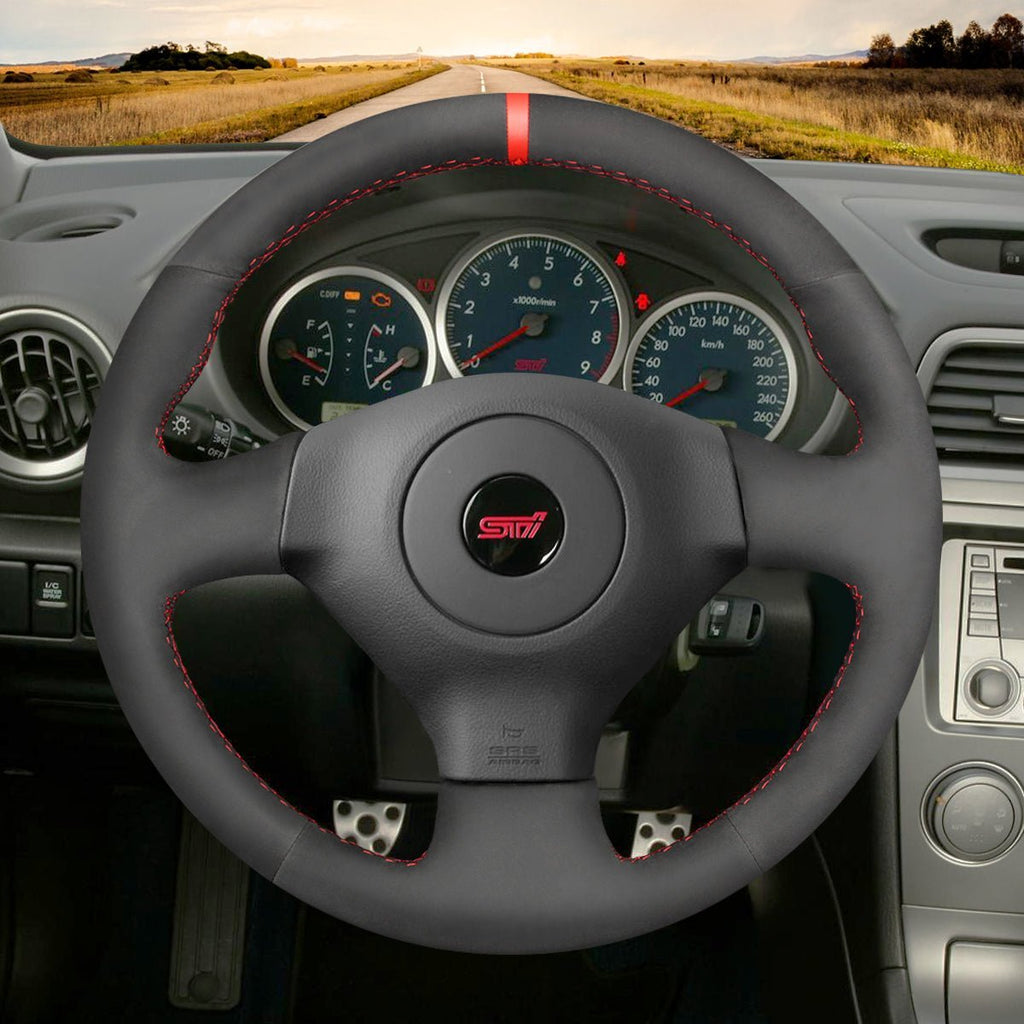 MEWANT Steering Wheel Cover for Subaru Impreza WRX STI 2002 - 2004 - Alcantara, Leather, Carbon Fiber, Easy Install, Non - Slip, Best Steering Wheel Cover