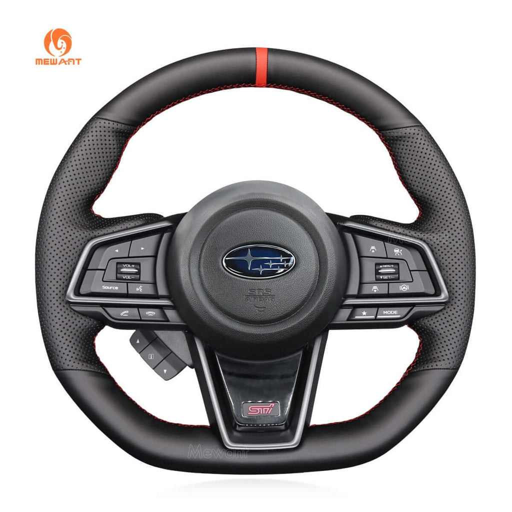 MEWANT Steering Wheel Cover for Subaru WRX 2022 - 2023 - Alcantara, Leather, Carbon Fiber, Easy Install, Non - Slip, Best Steering Wheel Cover