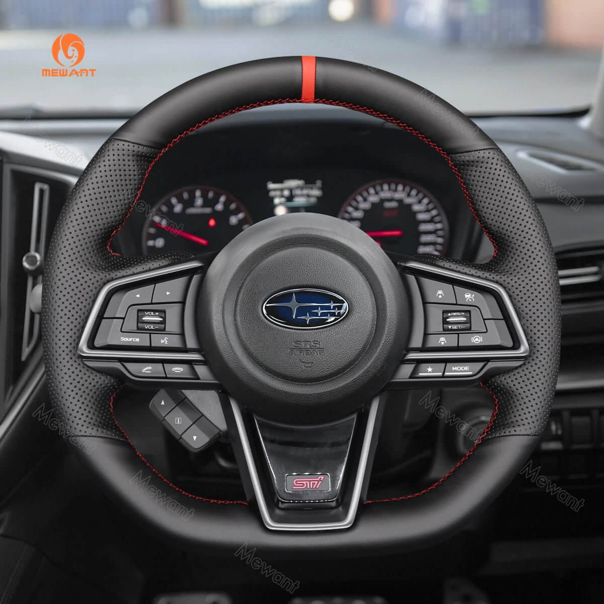 MEWANT Steering Wheel Cover for Subaru WRX 2022 - 2023 - Alcantara, Leather, Carbon Fiber, Easy Install, Non - Slip, Best Steering Wheel Cover