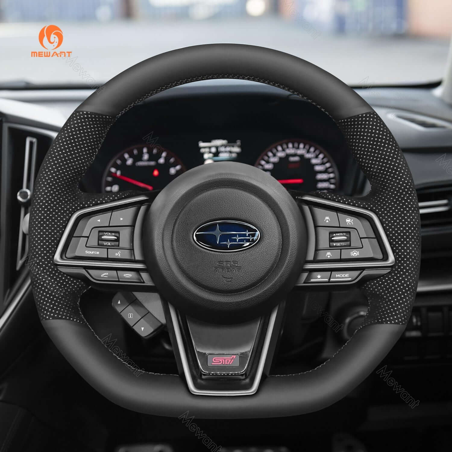 MEWANT Steering Wheel Cover for Subaru WRX 2022 - 2023 - Alcantara, Leather, Carbon Fiber, Easy Install, Non - Slip, Best Steering Wheel Cover