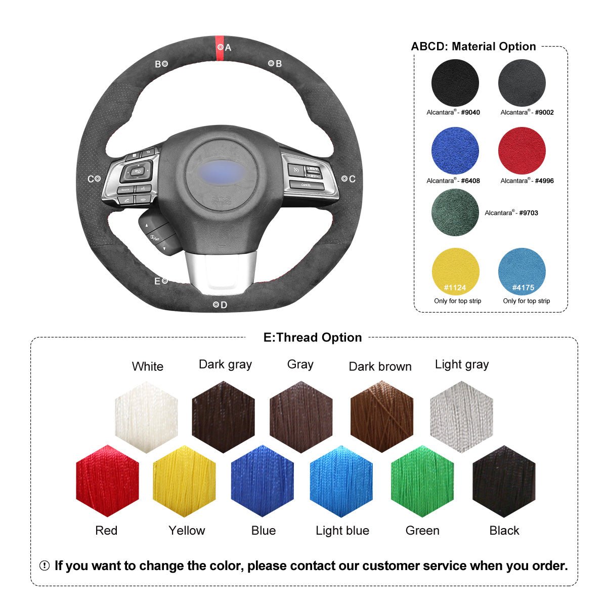 MEWANT Steering Wheel Cover for Subaru WRX STI Levorg 2015 - 2019 - Alcantara, Leather, Carbon Fiber, Easy Install, Non - Slip, Best Steering Wheel Cover