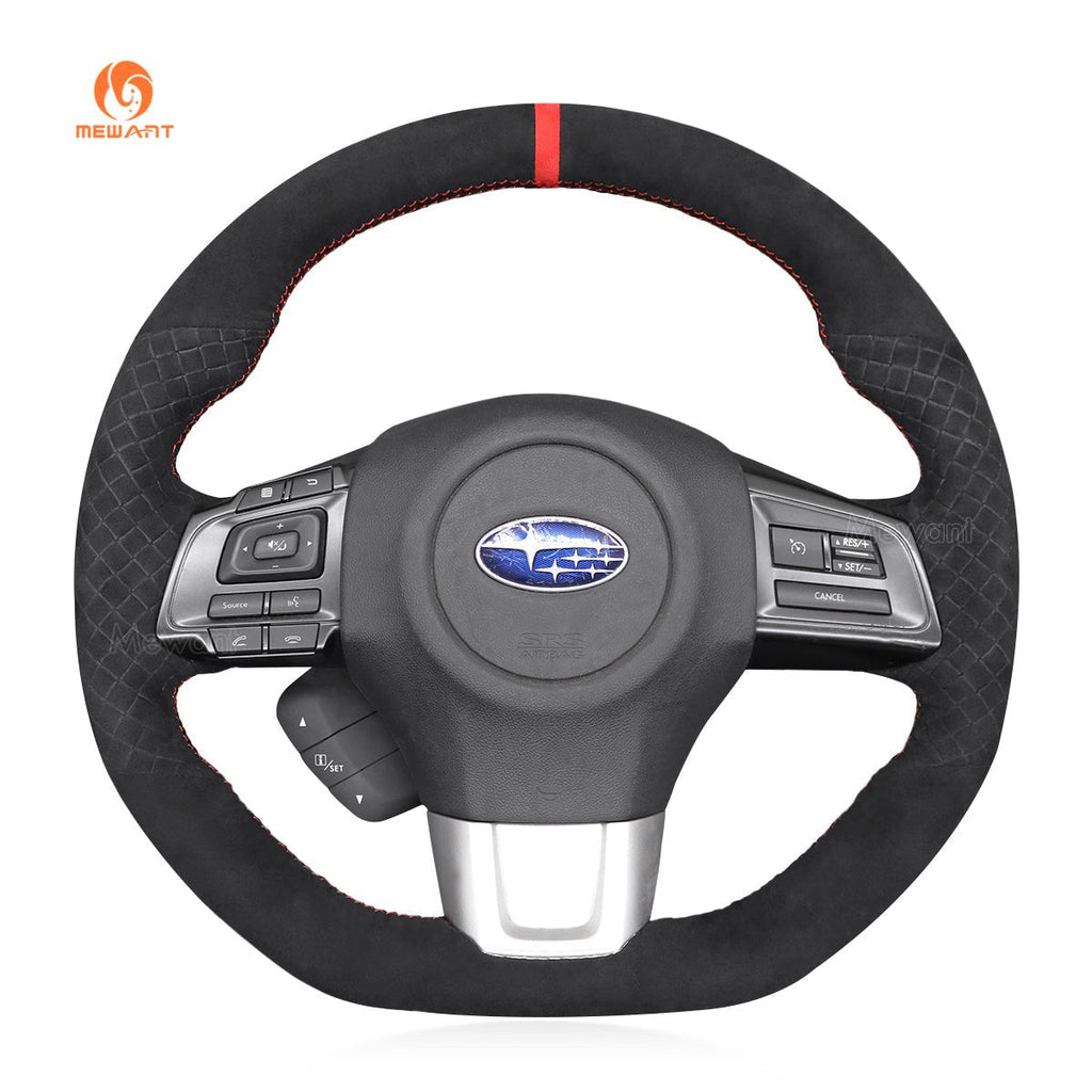 MEWANT Steering Wheel Cover for Subaru WRX STI Levorg 2015 - 2019 - Alcantara, Leather, Carbon Fiber, Easy Install, Non - Slip, Best Steering Wheel Cover