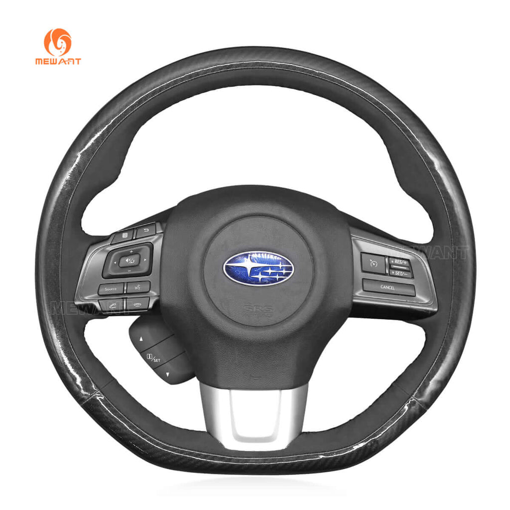 MEWANT Steering Wheel Cover for Subaru WRX STI Levorg 2015 - 2019 - Alcantara, Leather, Carbon Fiber, Easy Install, Non - Slip, Best Steering Wheel Cover