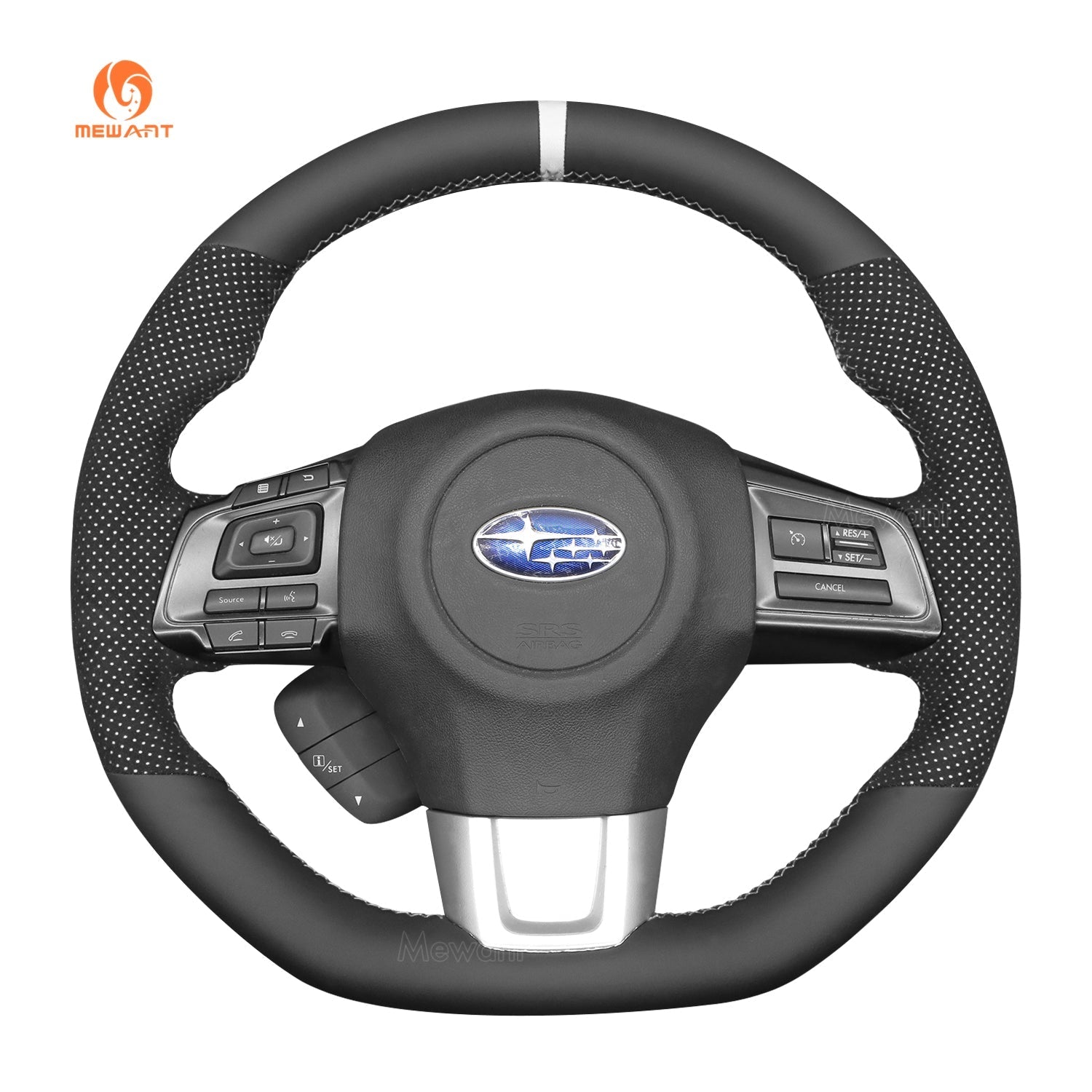MEWANT Steering Wheel Cover for Subaru WRX STI Levorg 2015 - 2019 - Alcantara, Leather, Carbon Fiber, Easy Install, Non - Slip, Best Steering Wheel Cover