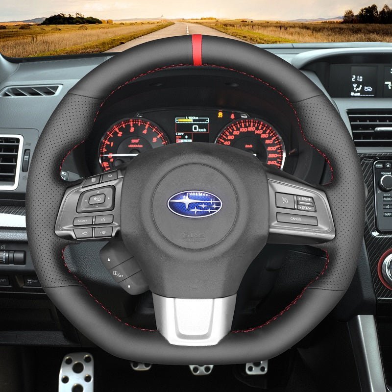 MEWANT Steering Wheel Cover for Subaru WRX STI Levorg 2015 - 2019 - Alcantara, Leather, Carbon Fiber, Easy Install, Non - Slip, Best Steering Wheel Cover