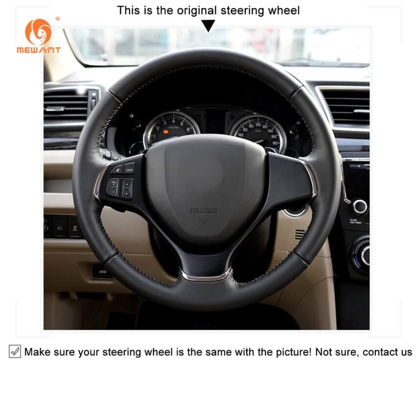 MEWANT Steering Wheel Cover for Suzuki Baleno Alivio 2015 - 2019 - Alcantara, Leather, Carbon Fiber, Easy Install, Non - Slip, Best Steering Wheel Cover