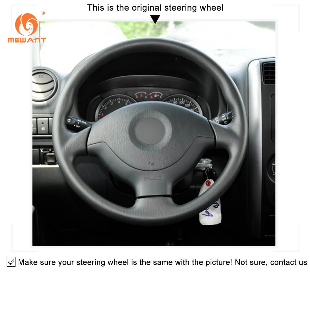 MEWANT Steering Wheel Cover for Suzuki Jimny 2005 - 2014 - Alcantara, Leather, Carbon Fiber, Easy Install, Non - Slip, Best Steering Wheel Cover