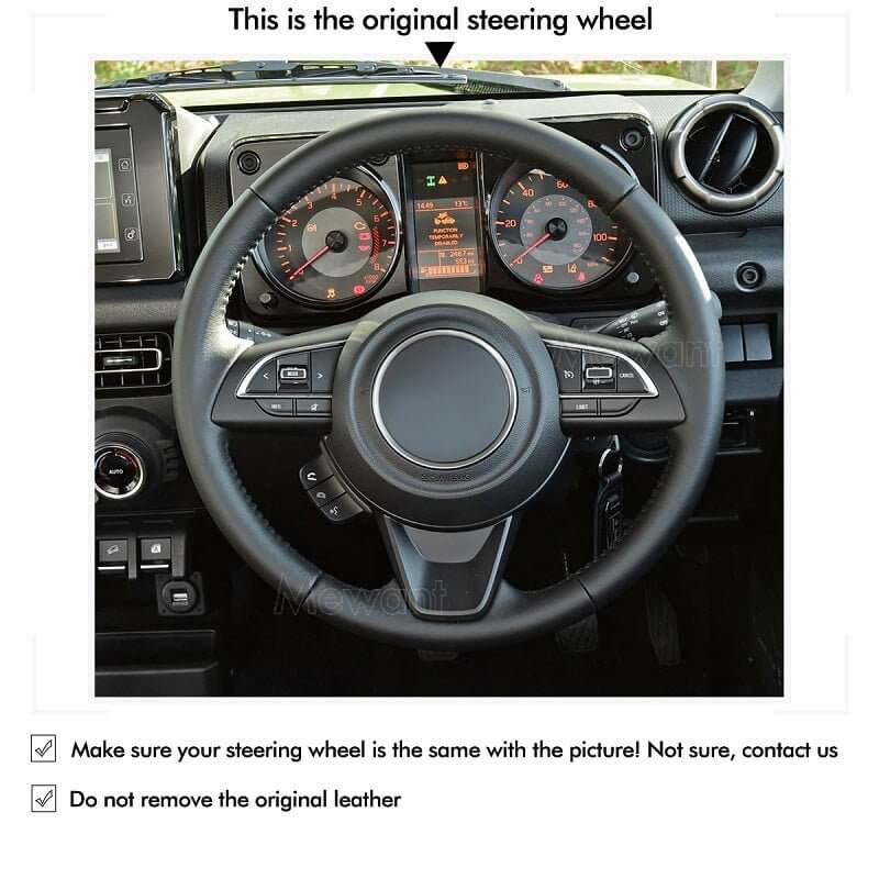 MEWANT Steering Wheel Cover for Suzuki Jimny 2019 - 2021 - Alcantara, Leather, Carbon Fiber, Easy Install, Non - Slip, Best Steering Wheel Cover