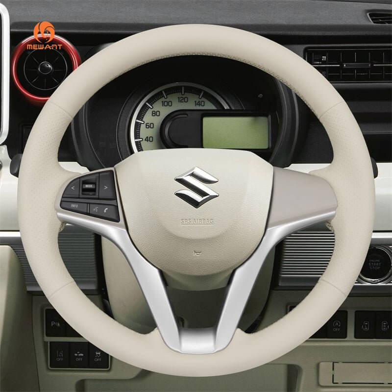 MEWANT Steering Wheel Cover for Suzuki Spacia Wagon R Hustler solio XBee 2016 - 2023 - Alcantara, Leather, Carbon Fiber, Easy Install, Non - Slip, Best Steering Wheel Cover
