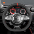 MEWANT Steering Wheel Cover for Suzuki Swift 2008 - 2021 - Alcantara, Leather, Carbon Fiber, Easy Install, Non - Slip, Best Steering Wheel Cover