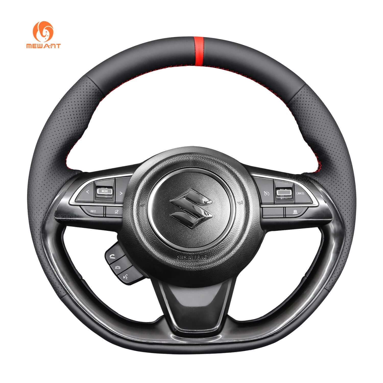 MEWANT Steering Wheel Cover for Suzuki Swift 2008 - 2021 - Alcantara, Leather, Carbon Fiber, Easy Install, Non - Slip, Best Steering Wheel Cover