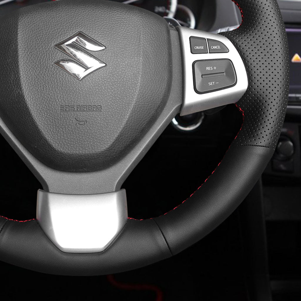 MEWANT Steering Wheel Cover for Suzuki Swift Sport 2012 - 2017 Vitara S 2016 - 2019 - Alcantara, Leather, Carbon Fiber, Easy Install, Non - Slip, Best Steering Wheel Cover