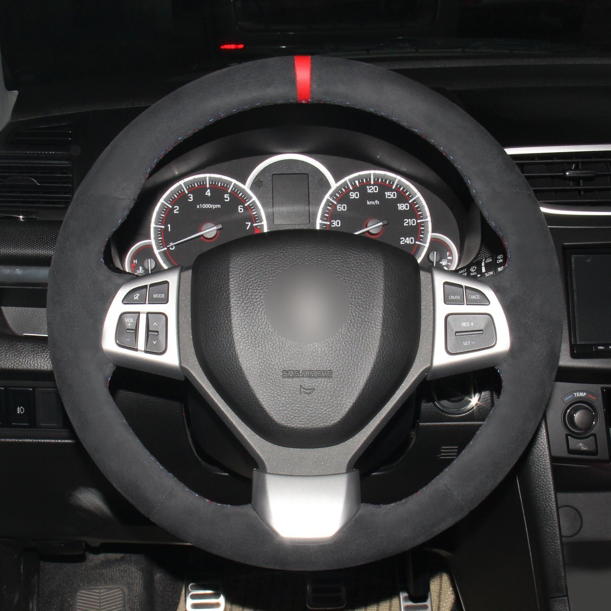 MEWANT Steering Wheel Cover for Suzuki Swift Sport 2012 - 2017 Vitara S 2016 - 2019 - Alcantara, Leather, Carbon Fiber, Easy Install, Non - Slip, Best Steering Wheel Cover