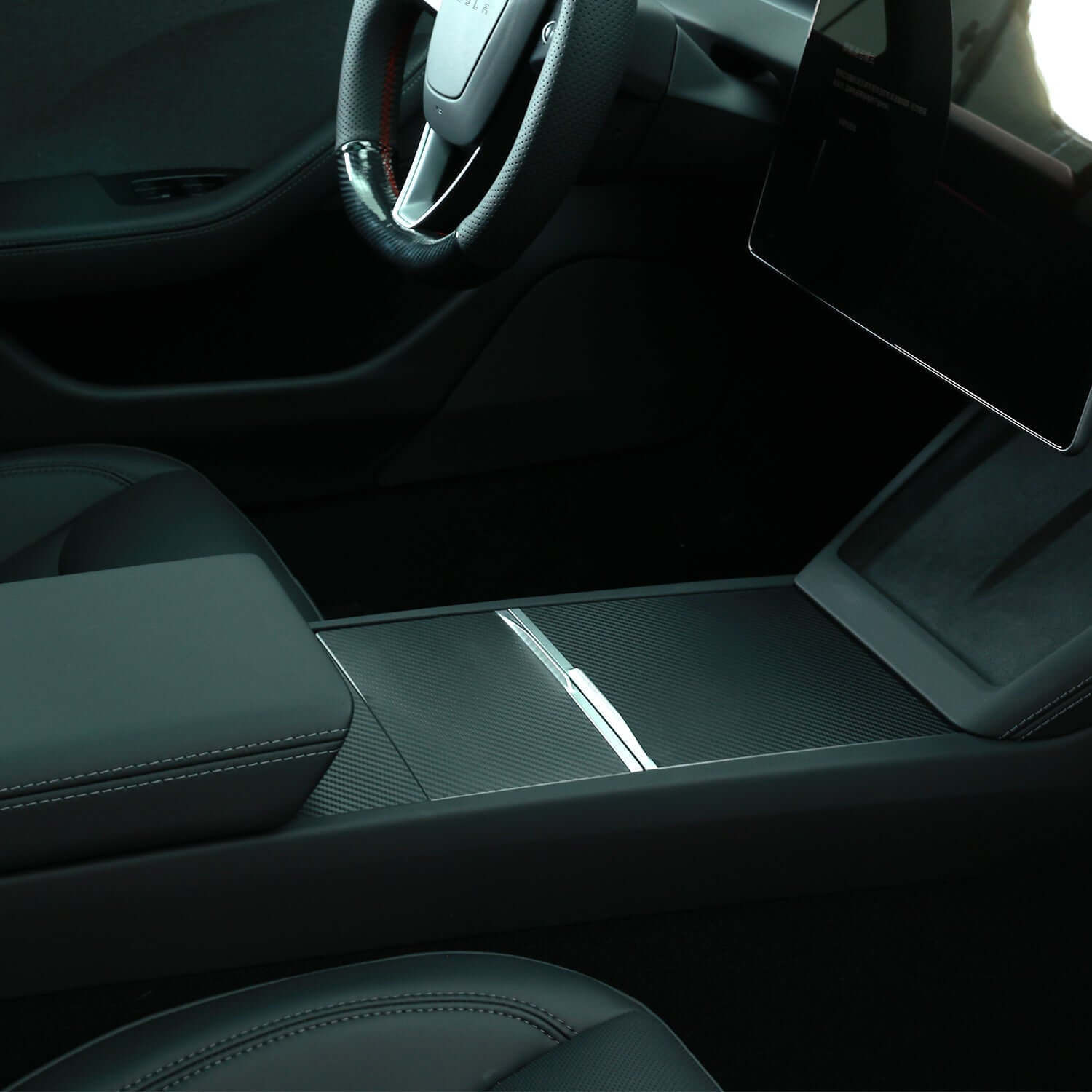 MEWANT Steering Wheel Cover for Tesla Model 3 Highland Model Y 2024 - 2026 - Alcantara, Leather, Carbon Fiber, Easy Install, Non - Slip, Best Steering Wheel Cover