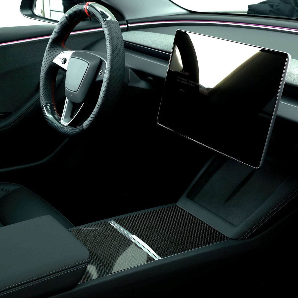 MEWANT Steering Wheel Cover for Tesla Model 3 Highland Model Y 2024 - 2026 - Alcantara, Leather, Carbon Fiber, Easy Install, Non - Slip, Best Steering Wheel Cover