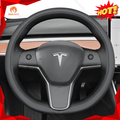 MEWANT Steering Wheel Cover for Tesla Model 3 Model Y 2017 - 2021 - Alcantara, Leather, Carbon Fiber, Easy Install, Non - Slip, Best Steering Wheel Cover