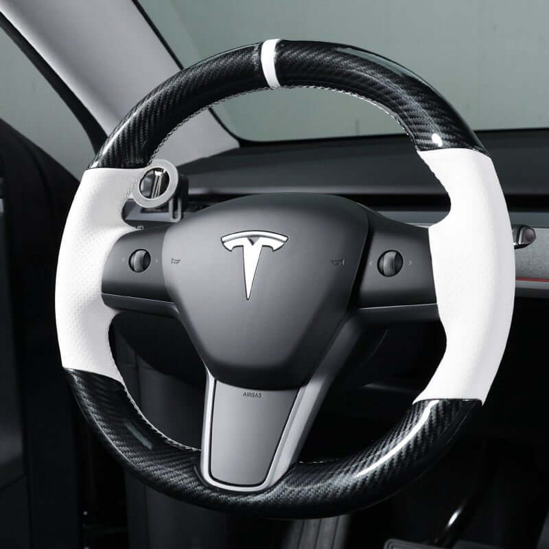MEWANT Steering Wheel Cover - for Tesla Model 3 Model Y 2017 - 2023 - US in stock - Alcantara, Leather, Carbon Fiber, Easy Install, Non - Slip, Best Steering Wheel Cover