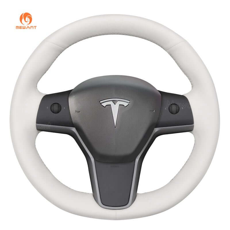 MEWANT Steering Wheel Cover - for Tesla Model 3 Model Y 2017 - 2023 - US in stock - Alcantara, Leather, Carbon Fiber, Easy Install, Non - Slip, Best Steering Wheel Cover