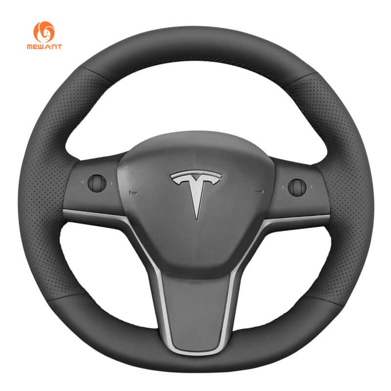 MEWANT Steering Wheel Cover - for Tesla Model 3 Model Y 2017 - 2023 - US in stock - Alcantara, Leather, Carbon Fiber, Easy Install, Non - Slip, Best Steering Wheel Cover