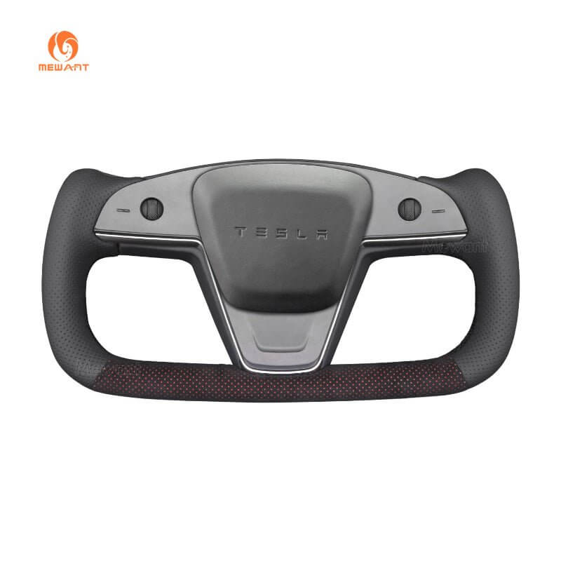 MEWANT Steering Wheel Cover for Tesla Model S Model X 2021 - 2026 - US in stock - Alcantara, Leather, Carbon Fiber, Easy Install, Non - Slip, Best Steering Wheel Cover