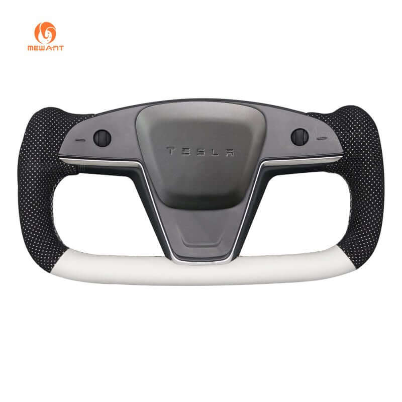 MEWANT Steering Wheel Cover for Tesla Model S Model X 2021 - 2026 - US in stock - Alcantara, Leather, Carbon Fiber, Easy Install, Non - Slip, Best Steering Wheel Cover