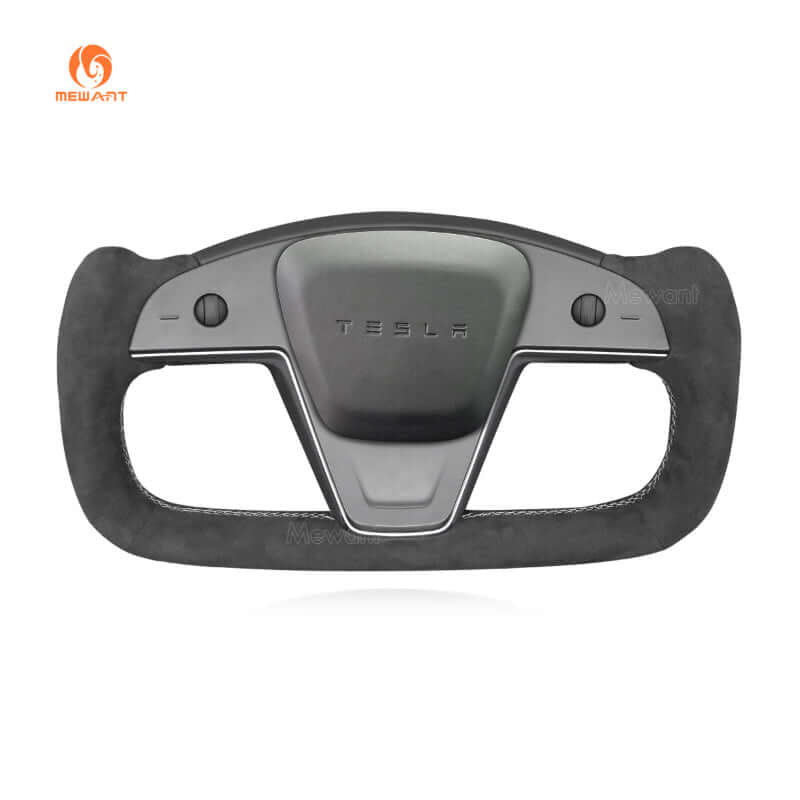 MEWANT Steering Wheel Cover for Tesla Model S Model X 2021 - 2026 - US in stock - Alcantara, Leather, Carbon Fiber, Easy Install, Non - Slip, Best Steering Wheel Cover