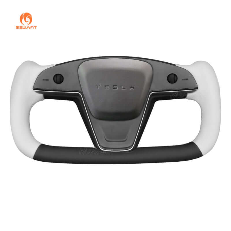 MEWANT Steering Wheel Cover for Tesla Model S Model X 2021 - 2026 - US in stock - Alcantara, Leather, Carbon Fiber, Easy Install, Non - Slip, Best Steering Wheel Cover