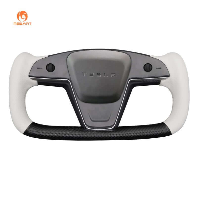MEWANT Steering Wheel Cover for Tesla Model S Model X 2021 - 2026 - US in stock - Alcantara, Leather, Carbon Fiber, Easy Install, Non - Slip, Best Steering Wheel Cover