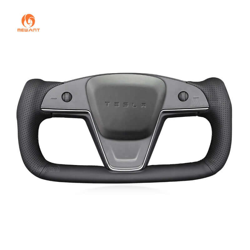 MEWANT Steering Wheel Cover for Tesla Model S Model X 2021 - 2026 - US in stock - Alcantara, Leather, Carbon Fiber, Easy Install, Non - Slip, Best Steering Wheel Cover