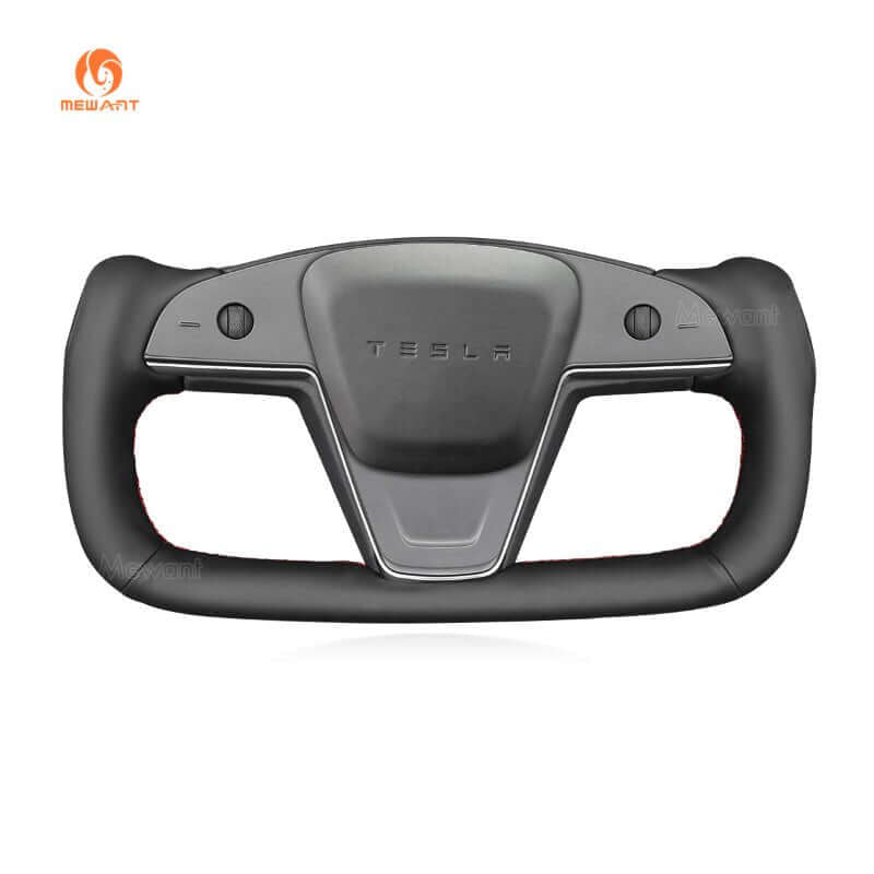 MEWANT Steering Wheel Cover for Tesla Model S Model X 2021 - 2026 - US in stock - Alcantara, Leather, Carbon Fiber, Easy Install, Non - Slip, Best Steering Wheel Cover