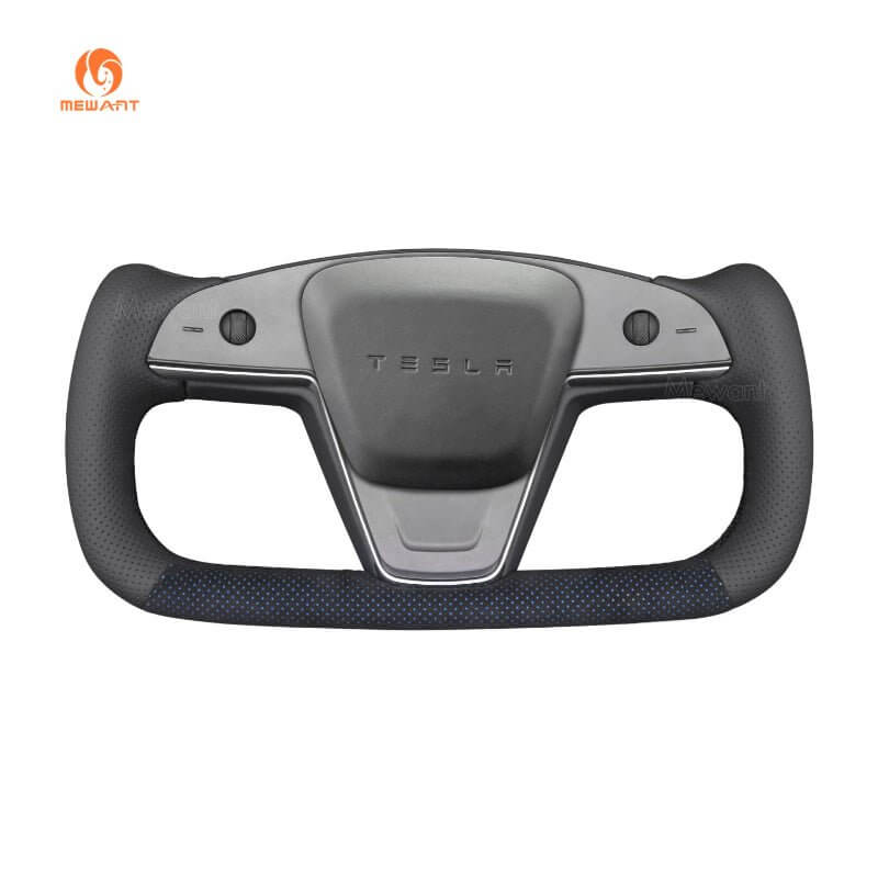 MEWANT Steering Wheel Cover for Tesla Model S Model X 2021 - 2026 - US in stock - Alcantara, Leather, Carbon Fiber, Easy Install, Non - Slip, Best Steering Wheel Cover