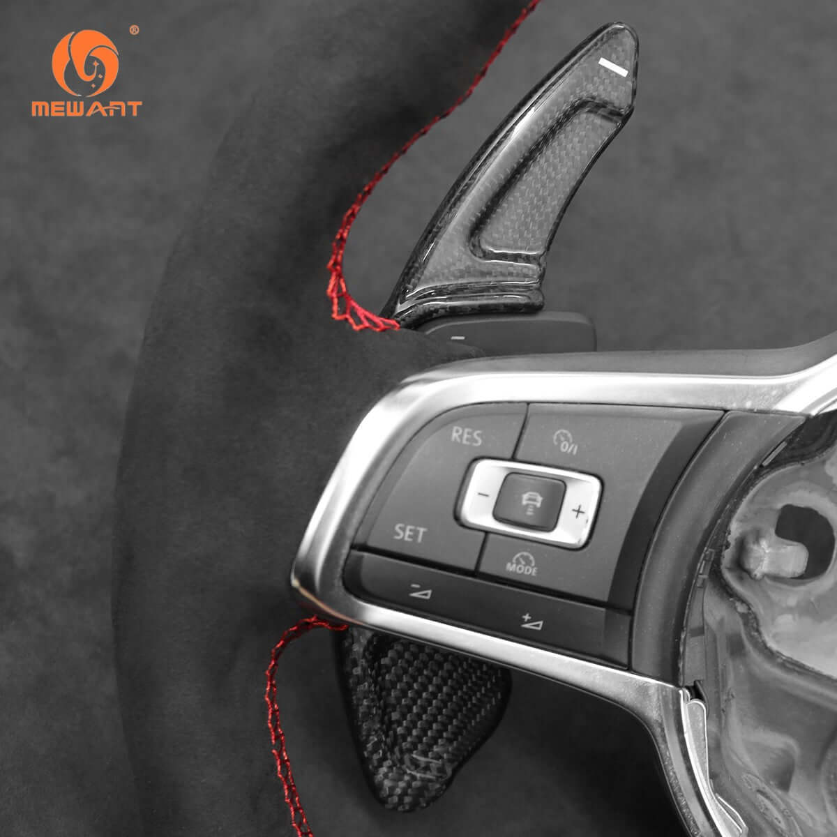 MEWANT Steering Wheel Cover for Volkswagen Golf GTI R Jetta GLI 2015 - 2020 - Alcantara, Leather, Carbon Fiber, Easy Install, Non - Slip, Best Steering Wheel Cover