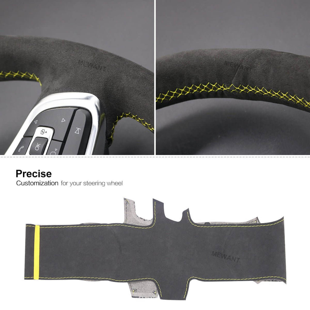MEWANT Steering Wheel Cover for Volkswagen Golf GTI R Jetta GLI 2015 - 2020 - Alcantara, Leather, Carbon Fiber, Easy Install, Non - Slip, Best Steering Wheel Cover