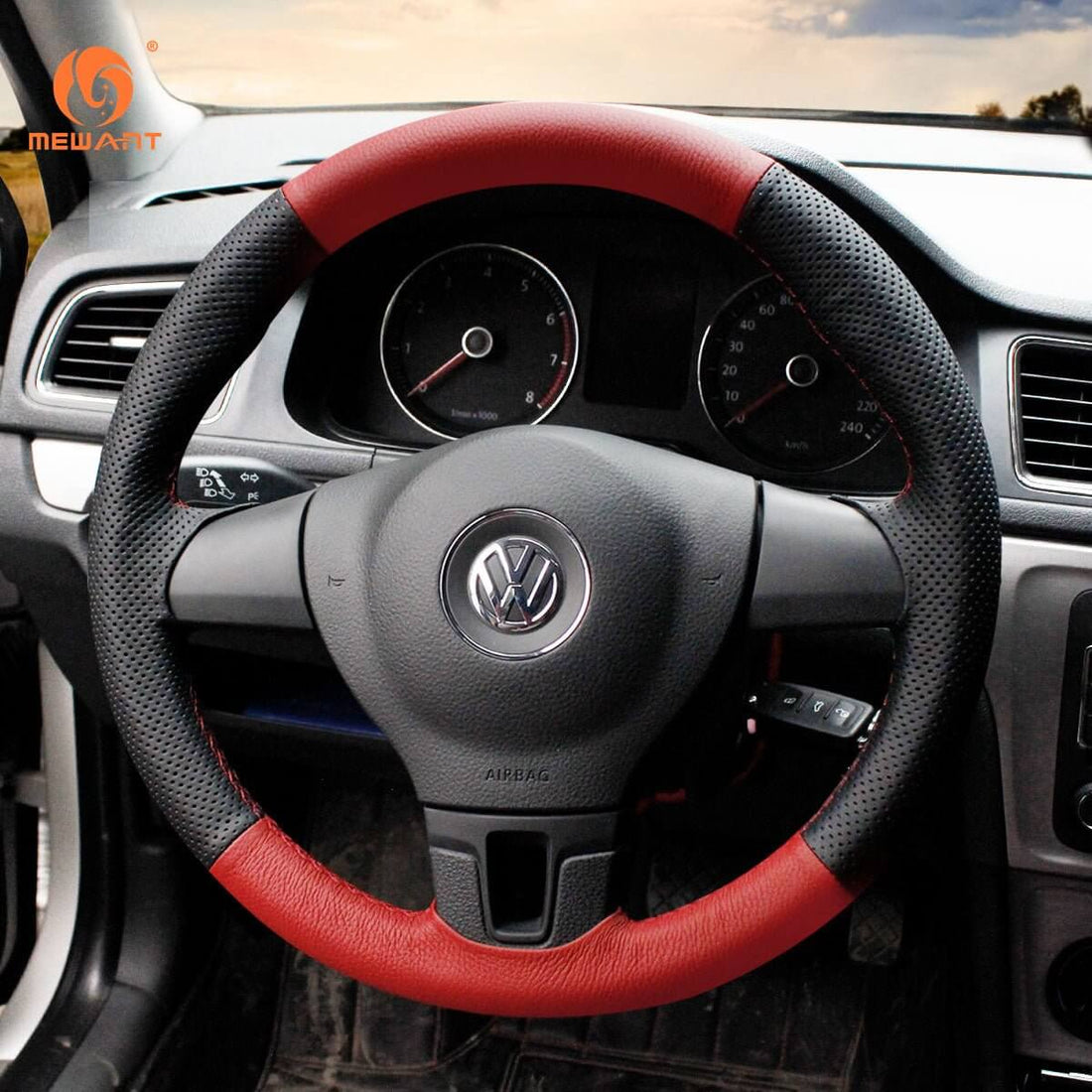 MEWANT Steering Wheel Cover for Volkswagen Sharan Passat Variant EOS Amarok California avelle T5 Transporter 2009-2016