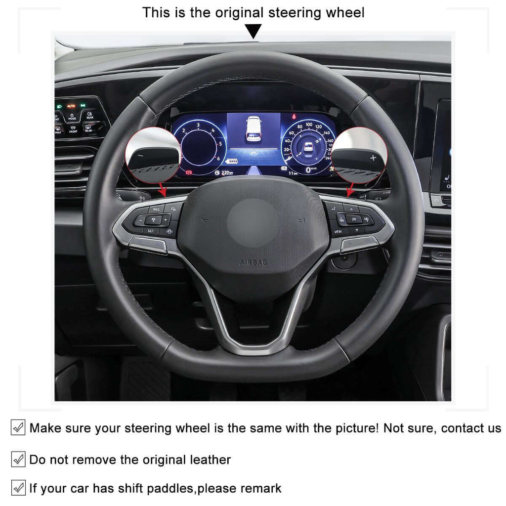 MEWANT Steering Wheel Cover for Volkswagen VW Arteon Atlas ID.4 Taos Cross Sport 2020 - 2021 - Alcantara, Leather, Carbon Fiber, Easy Install, Non - Slip, Best Steering Wheel Cover