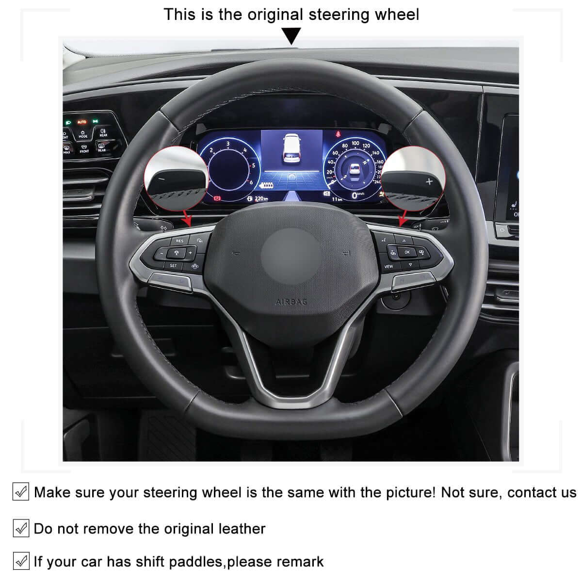 MEWANT Steering Wheel Cover for Volkswagen VW Arteon Atlas ID.4 Taos Cross Sport 2020 - 2021 - Alcantara, Leather, Carbon Fiber, Easy Install, Non - Slip, Best Steering Wheel Cover
