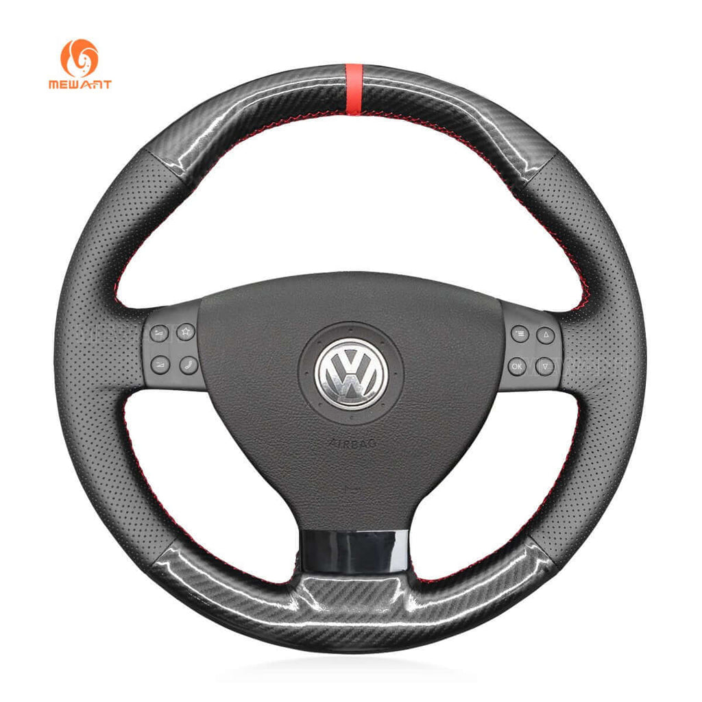 MEWANT Steering Wheel Cover for Volkswagen VW EOS MK5 2005 - 2008 - Alcantara, Leather, Carbon Fiber, Easy Install, Non - Slip, Best Steering Wheel Cover